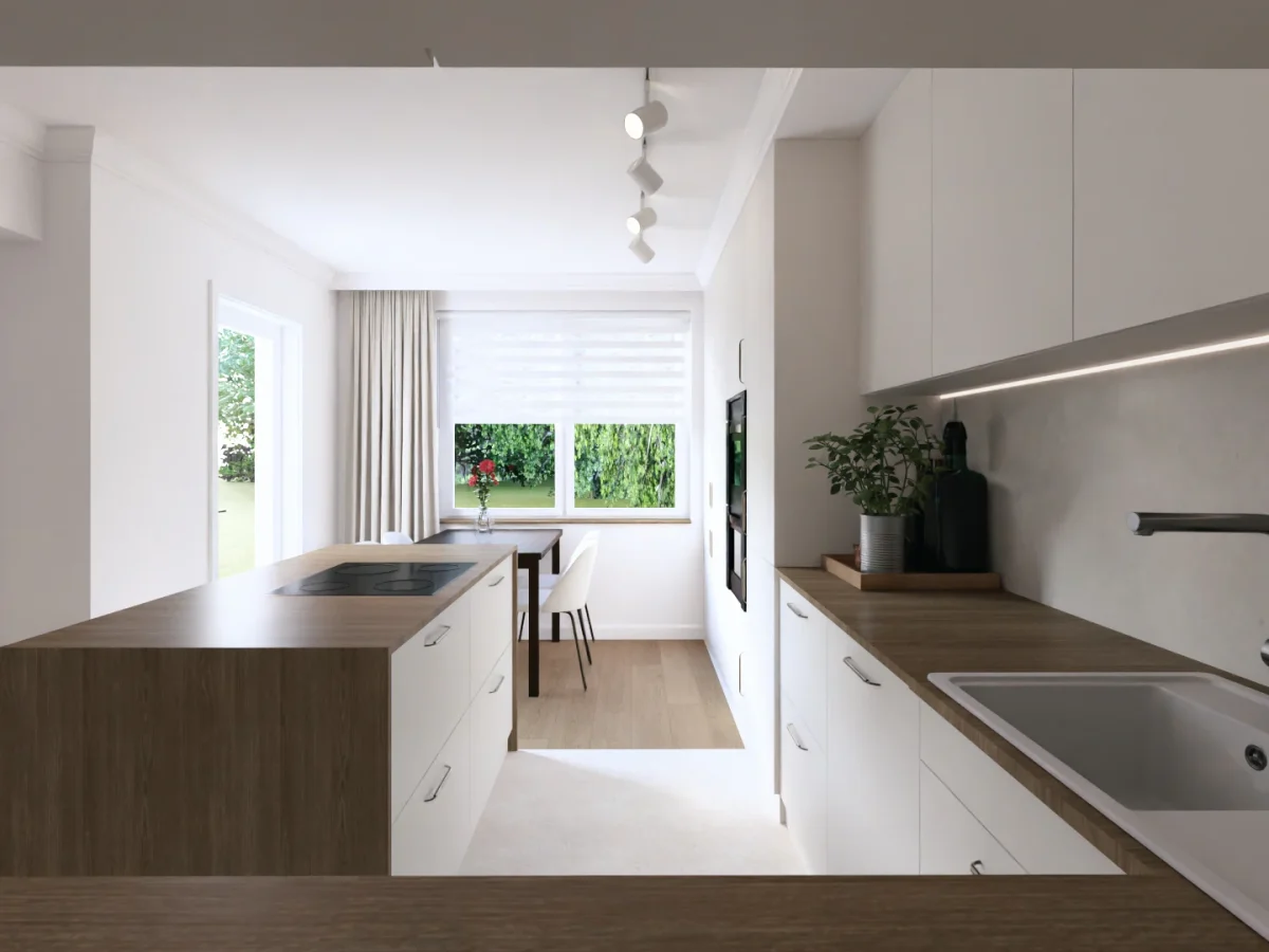 Salon, jadalnia i kuchnia — detal projektu MK Studio
