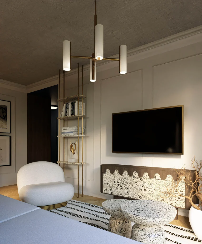 Elegancki salon zaprojektowany przez MK Studio
