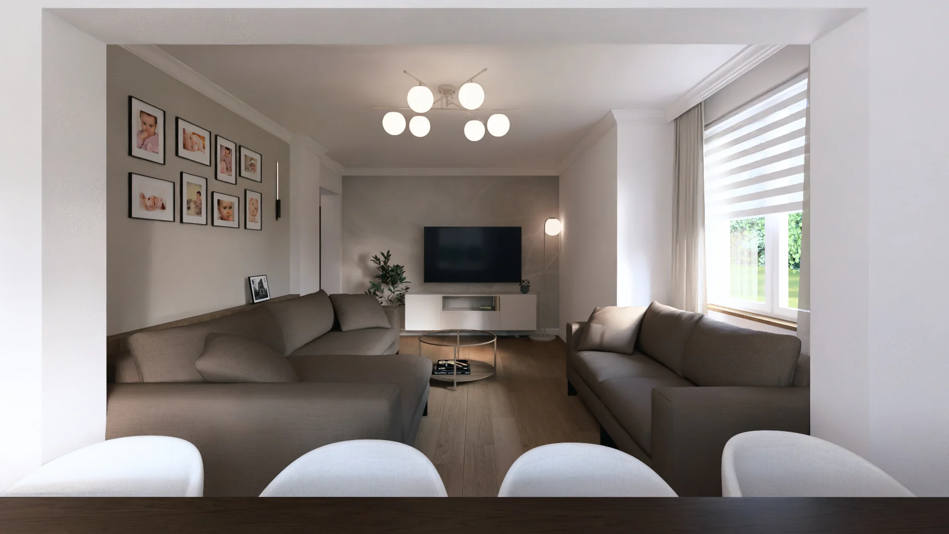 Salon, jadalnia i kuchnia — ujęcie projektu MK Studio