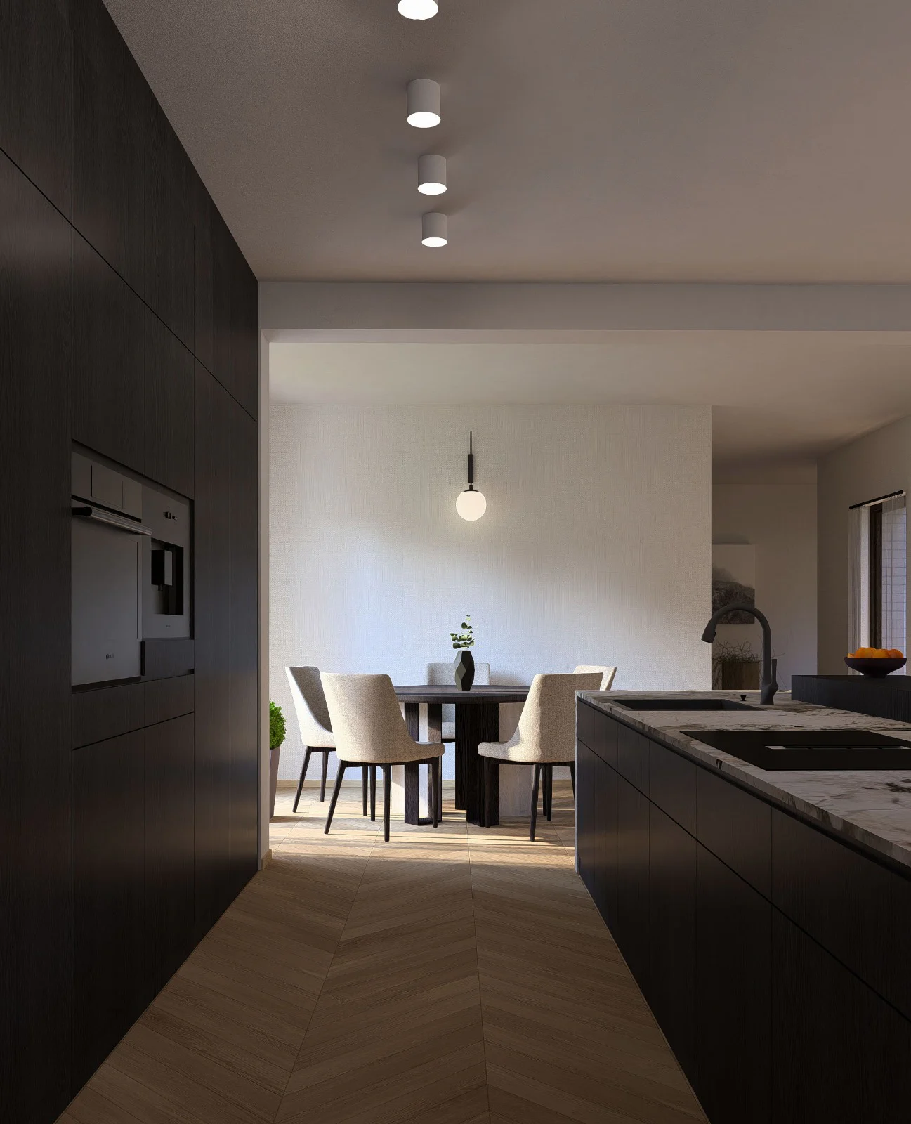 Elegancki salon z aneksem — ujęcie projektu MK Studio