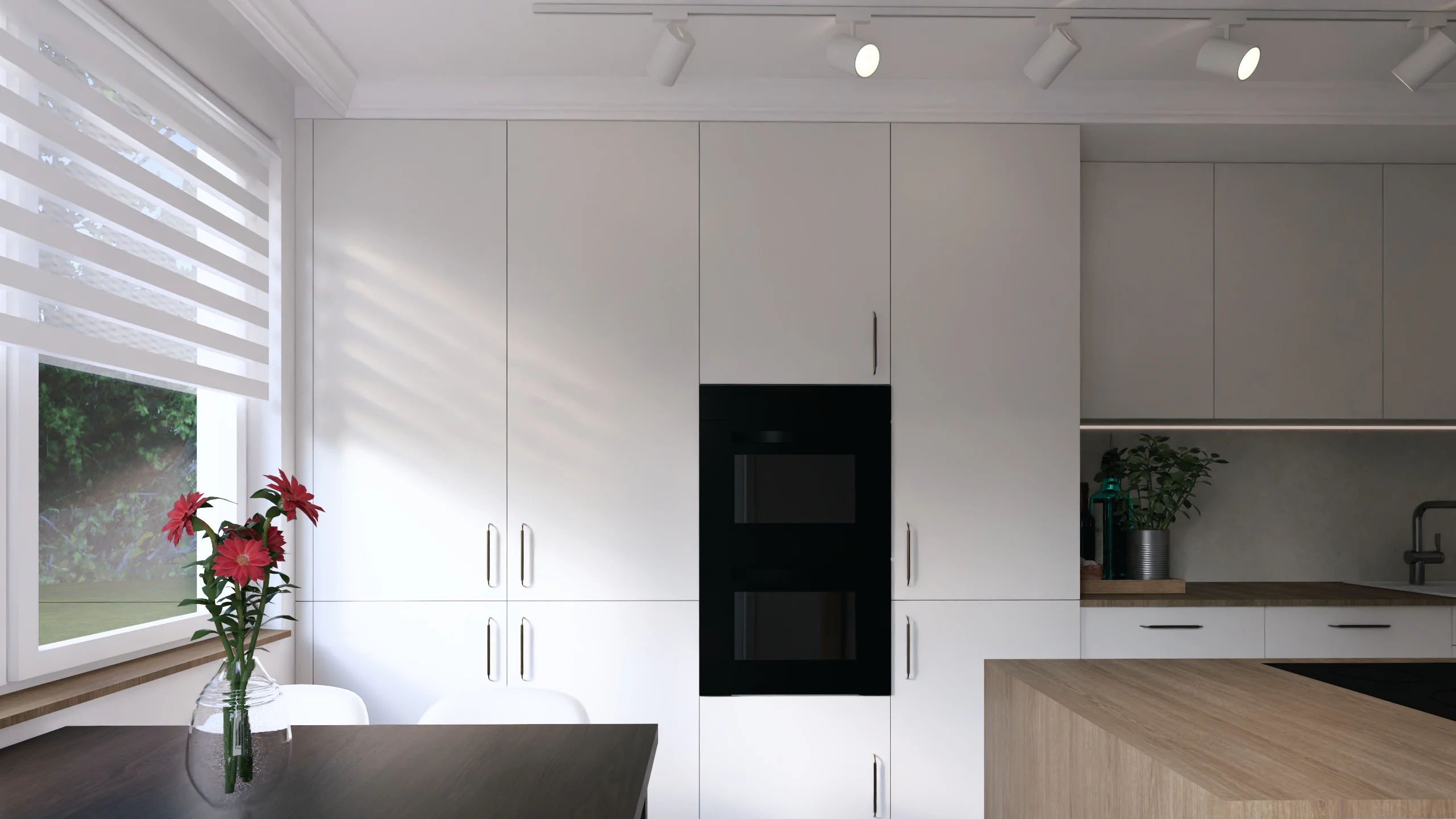 Salon, jadalnia i kuchnia — szeroki kadr projektu MK Studio